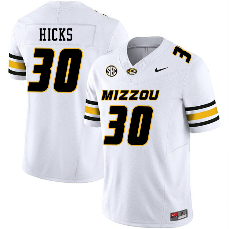 Men #30 Chuck Hicks Missouri Tigers College Football Jerseys Stitched-White